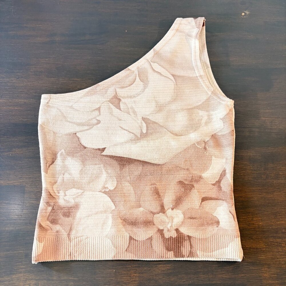 White House Black Market One-Shoulder Floral Knit Top – Size M